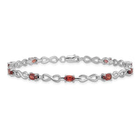 Sterling Silver Rhodium-plated Garnet Bracelet