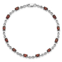 Sterling Silver Rhodium-plated Garnet Bracelet