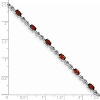 Sterling Silver Rhodium-plated Garnet Bracelet