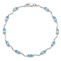 Sterling Silver Rhodium-plated Blue Topaz Bracelet