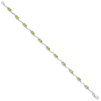 Sterling Silver Rhodium-plated Peridot Bracelet
