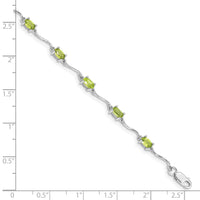Sterling Silver Rhodium-plated Peridot Bracelet