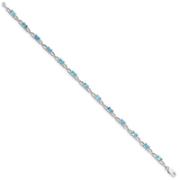 Sterling Silver Rhodium-plated Blue Topaz Bracelet