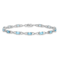 Sterling Silver Rhodium-plated Blue Topaz Bracelet