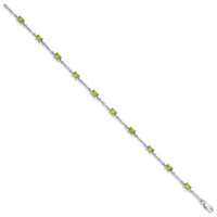 Sterling Silver Rhodium-plated Peridot Bracelet