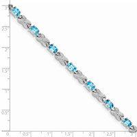 Sterling Silver Rhodium-plated Blue Topaz Bracelet
