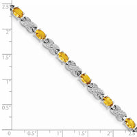 Sterling Silver Rhodium-plated Citrine Bracelet