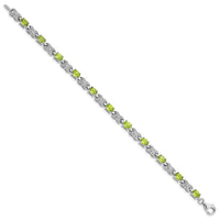 Sterling Silver Rhodium-plated Peridot Bracelet