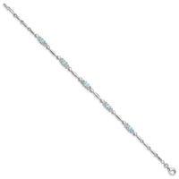 Sterling Silver Rhodium-plated Aquamarine and Diamond Bracelet