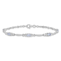 Sterling Silver Rhodium-plated Aquamarine and Diamond Bracelet