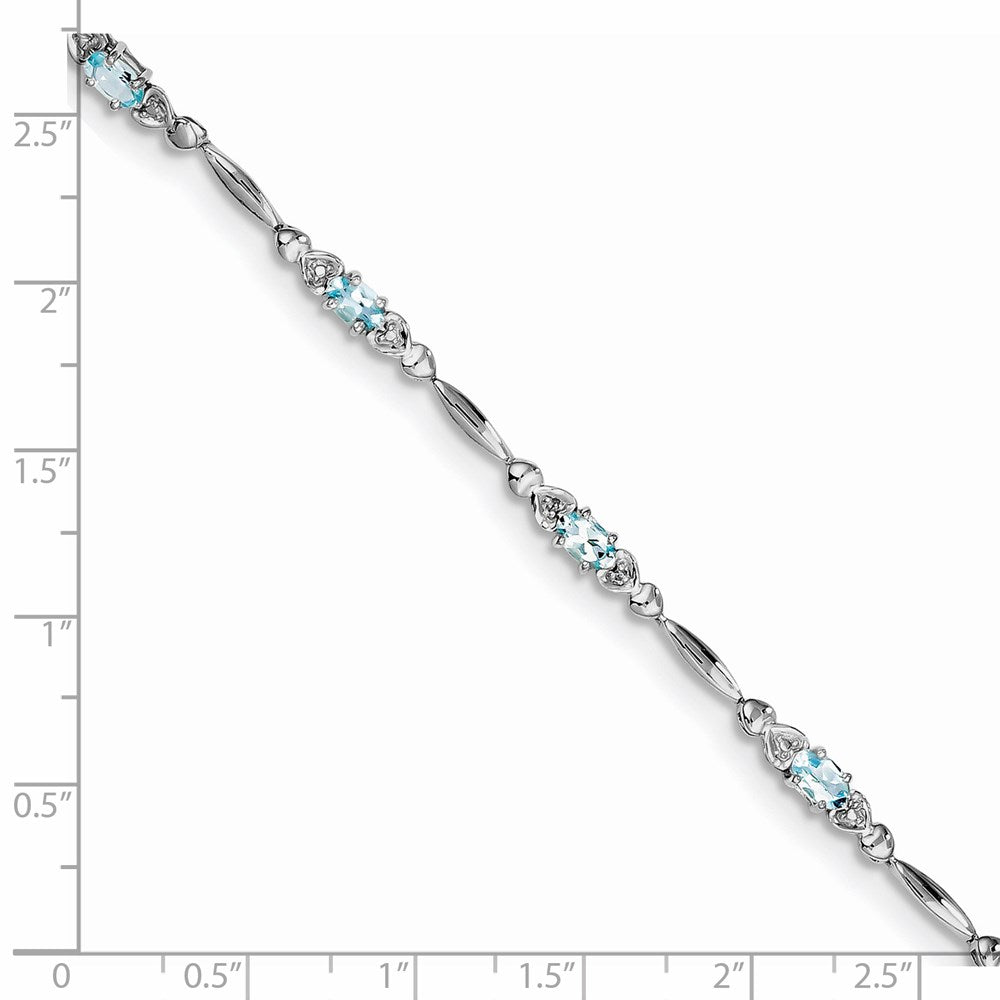 Sterling Silver Rhodium-plated Aquamarine and Diamond Bracelet