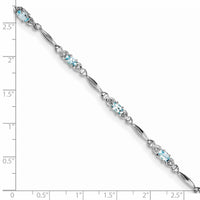Sterling Silver Rhodium-plated Aquamarine and Diamond Bracelet