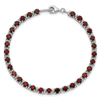Sterling Silver Rhodium-plated Garnet and Diamond Bracelet