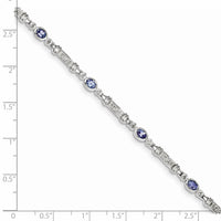 Sterling Silver Rhodium-plated Tanzanite and Diamond Bracelet