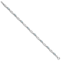 Sterling Silver Rhodium-plated Aquamarine and Diamond Bracelet