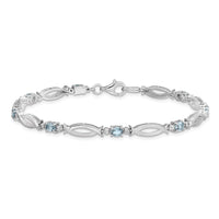 Sterling Silver Rhodium-plated Aquamarine and Diamond Bracelet