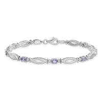 Sterling Silver Rhodium-plated Tanzanite and Diamond Bracelet