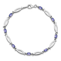 Sterling Silver Rhodium-plated Tanzanite and Diamond Bracelet