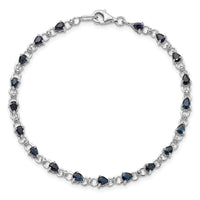 Sterling Silver Rhodium-plated Sapphire and Diamond Bracelet