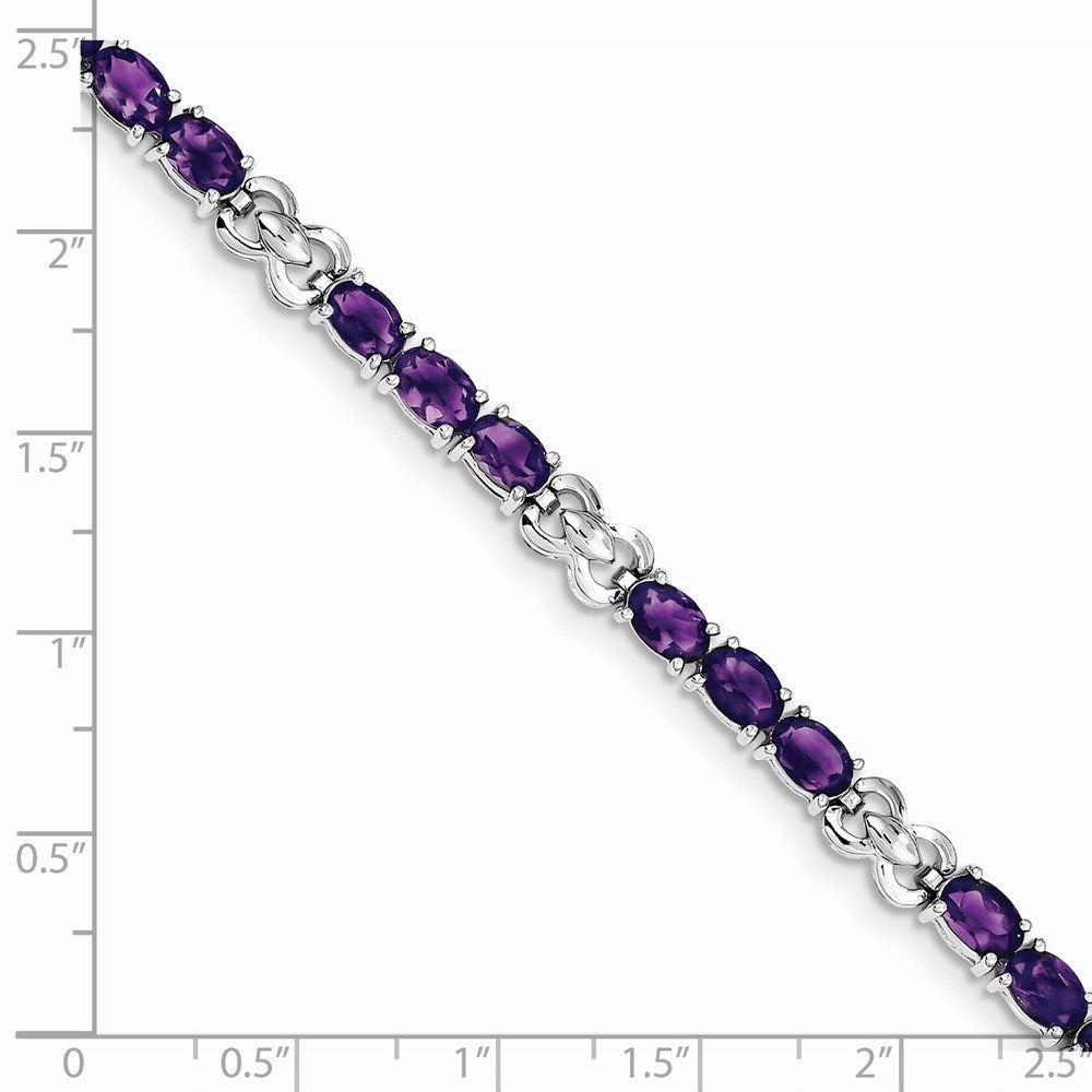 Sterling Silver Rhodium-plated Amethyst Bracelet