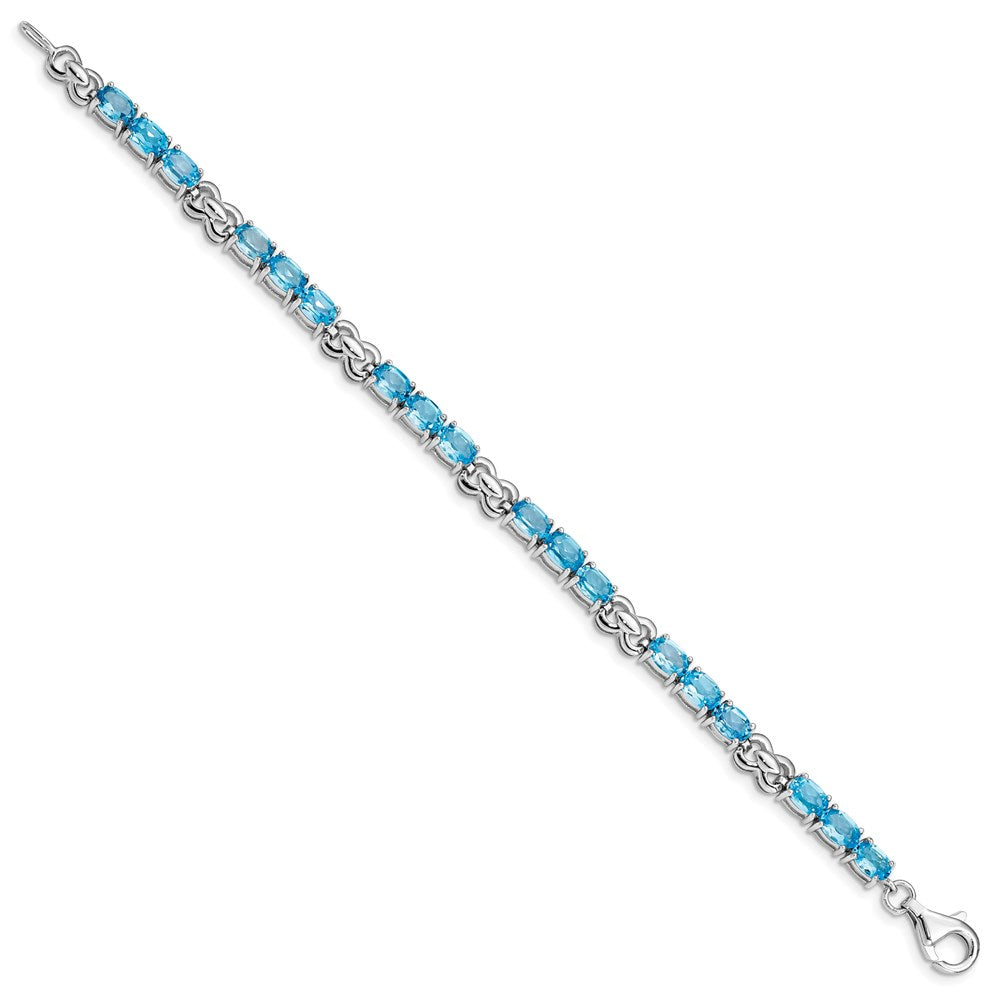 Sterling Silver Rhodium-plated Blue Topaz Bracelet