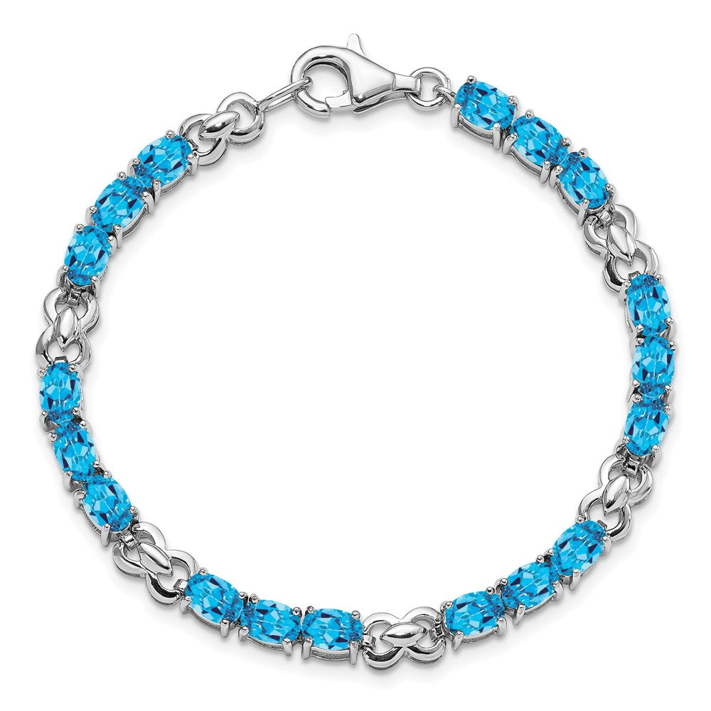 Sterling Silver Rhodium-plated Blue Topaz Bracelet