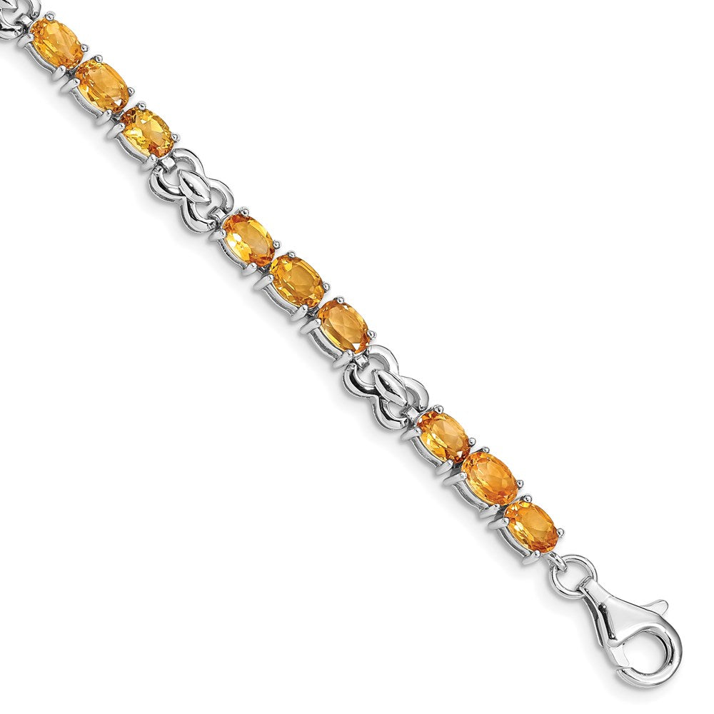 Sterling Silver Rhodium-plated Citrine Bracelet