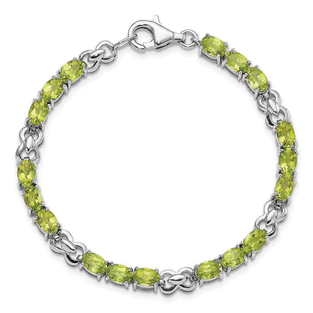 Sterling Silver Rhodium-plated Peridot Bracelet