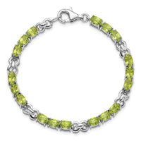 Sterling Silver Rhodium-plated Peridot Bracelet