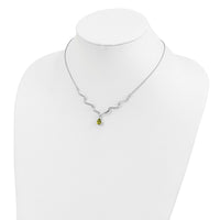 Sterling Silver RH Plated Peridot and White Topaz with 2in. Ext Necklace