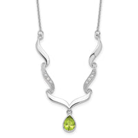 Sterling Silver RH Plated Peridot and White Topaz with 2in. Ext Necklace