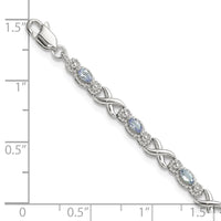 Sterling Silver Rhodium-plated Polished Tanzanite Xs 7.5 inch Bracelet
