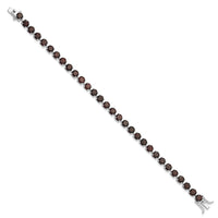 Sterling Silver Rhodium-plated 5mm 17.4GA Garnet 8in Bracelet