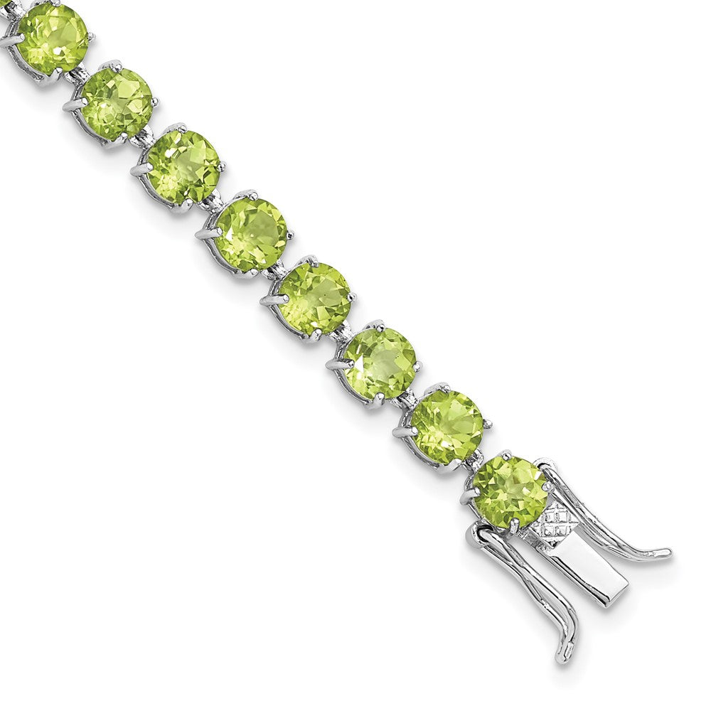 Sterling Silver Rhodium-plated 5mm 16.74PE Peridot Bracelet