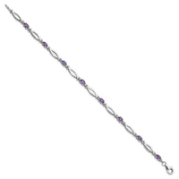 Sterling Silver Rhodium-plated Amethyst and Diamond 7.25in Bracelet