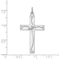 Sterling Silver Rhodium-plated Laser Cut Cross Pendant