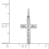 Sterling Silver Rhodium-plated Laser Cut Cross Pendant