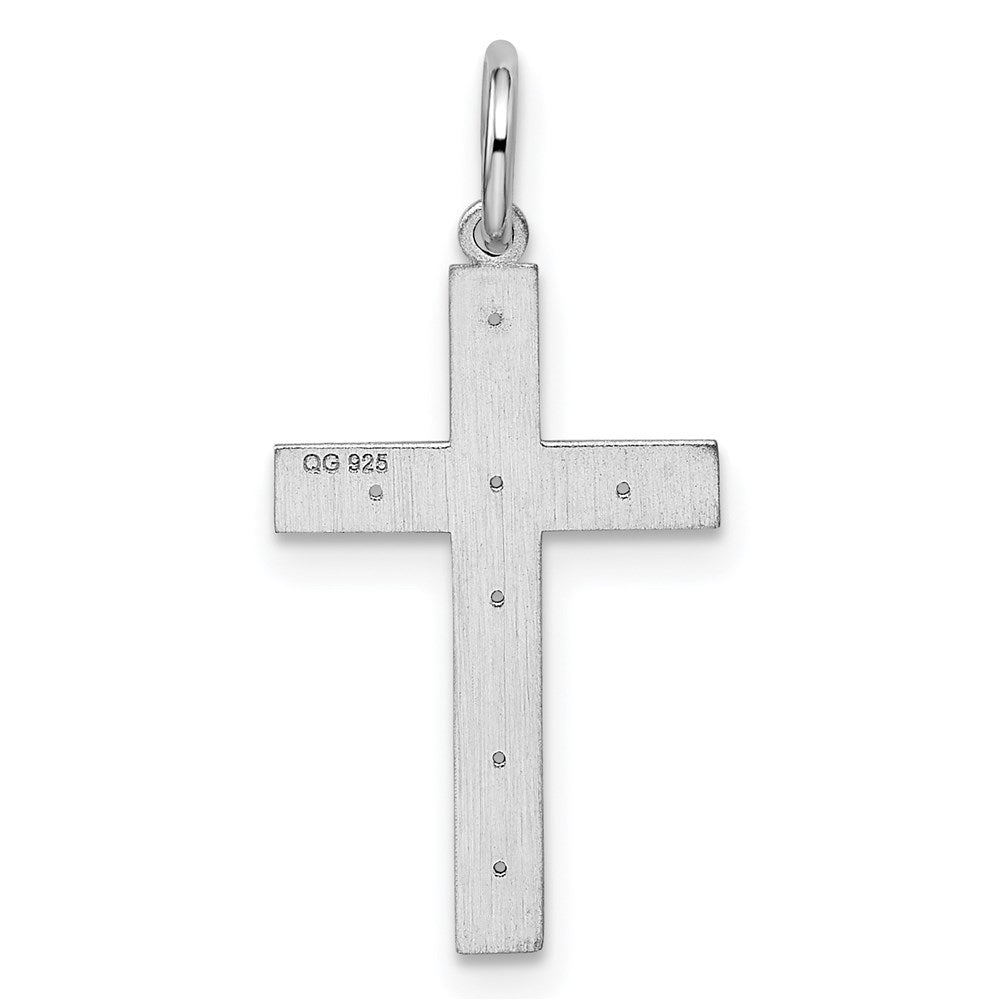 Sterling Silver Rhodium-plated Laser Cut Cross Pendant