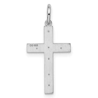 Sterling Silver Rhodium-plated Laser Cut Cross Pendant