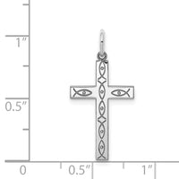 Sterling Silver Rhodium-plated Laser Cut Cross Pendant