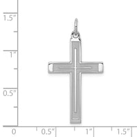 Sterling Silver Rhodium-plated Laser Cut Cross Pendant