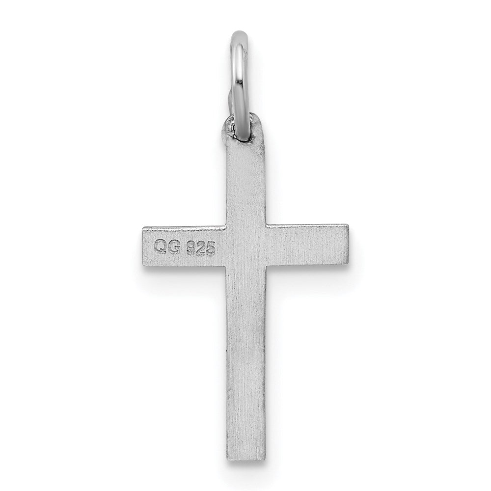 Sterling Silver Rhodium-plated Laser Cut Cross Charm