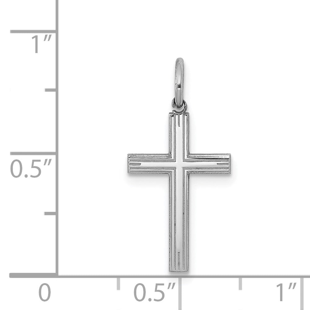 Sterling Silver Rhodium-plated Laser Cut Cross Charm