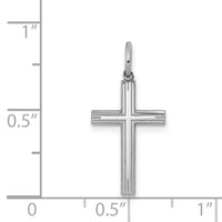 Sterling Silver Rhodium-plated Laser Cut Cross Charm