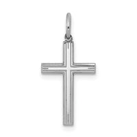 Sterling Silver Rhodium-plated Laser Cut Cross Charm