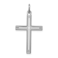 Sterling Silver Rhodium-plated Laser Cut Cross Pendant
