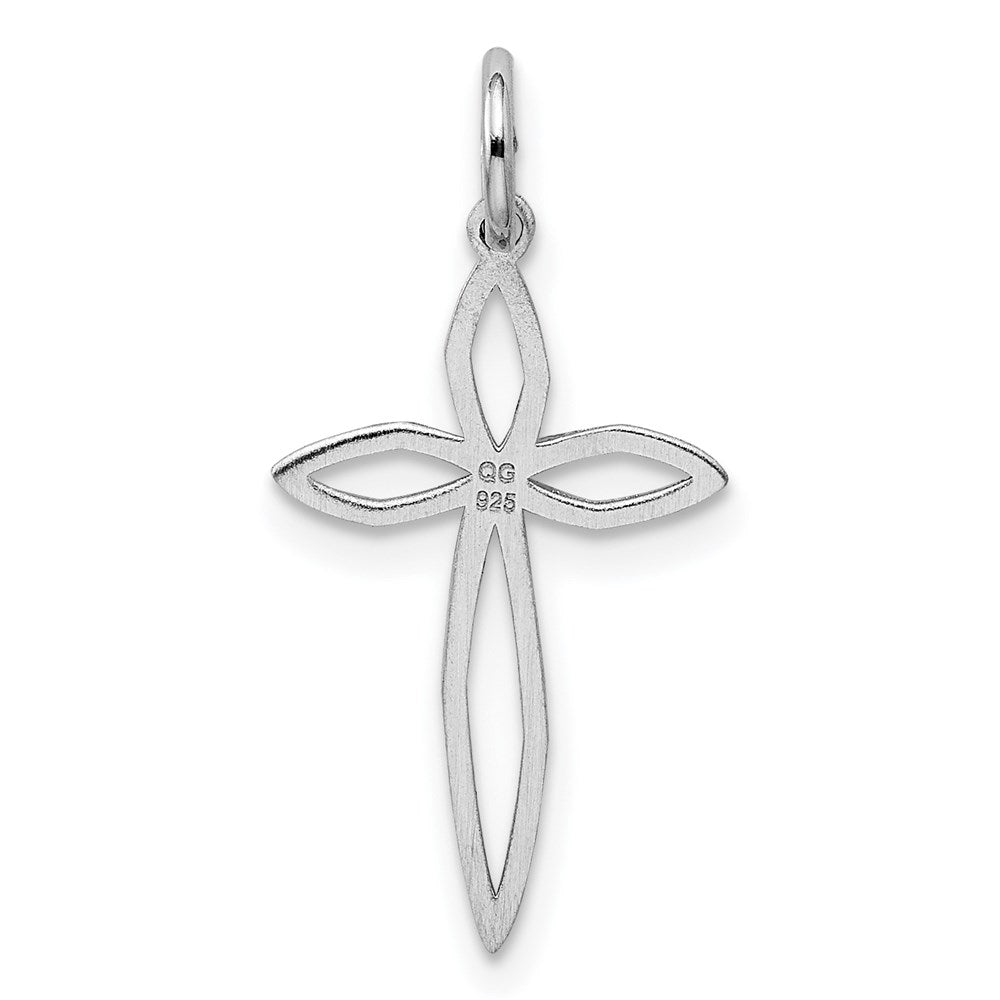 Sterling Silver Rhodium-plated Laser Cut Cross Pendant