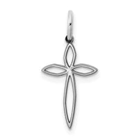 Sterling Silver Rhodium-plated Laser Cut Cross Charm