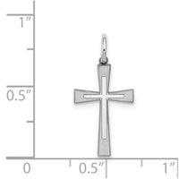 Sterling Silver Rhodium-plated Laser Cut Cross Charm
