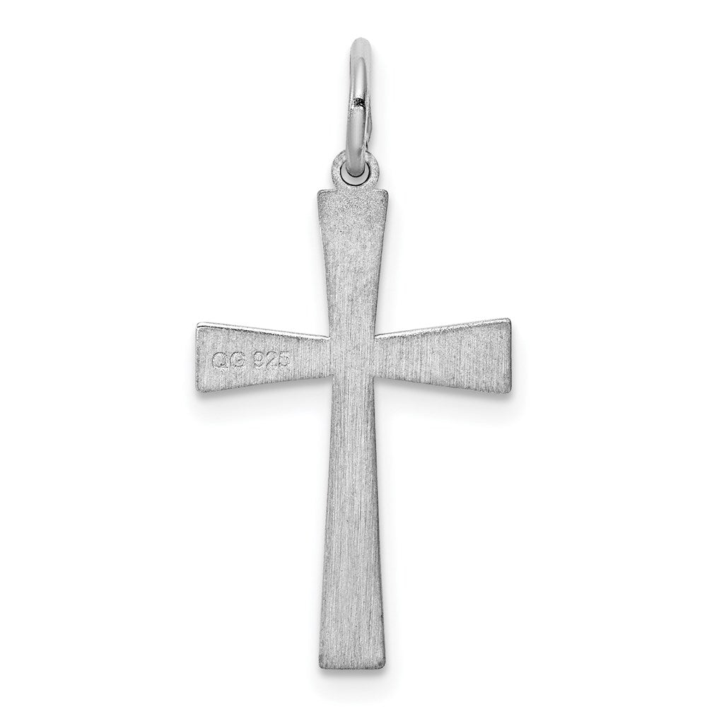 Sterling Silver Rhodium-plated Laser Cut Cross Pendant